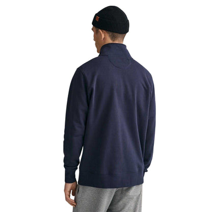 Evening Blue - Back - Gant Mens Embroidered Logo Half Zip Sweatshirt