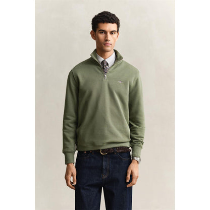 Herb - Front - Gant Mens Embroidered Logo Half Zip Sweatshirt