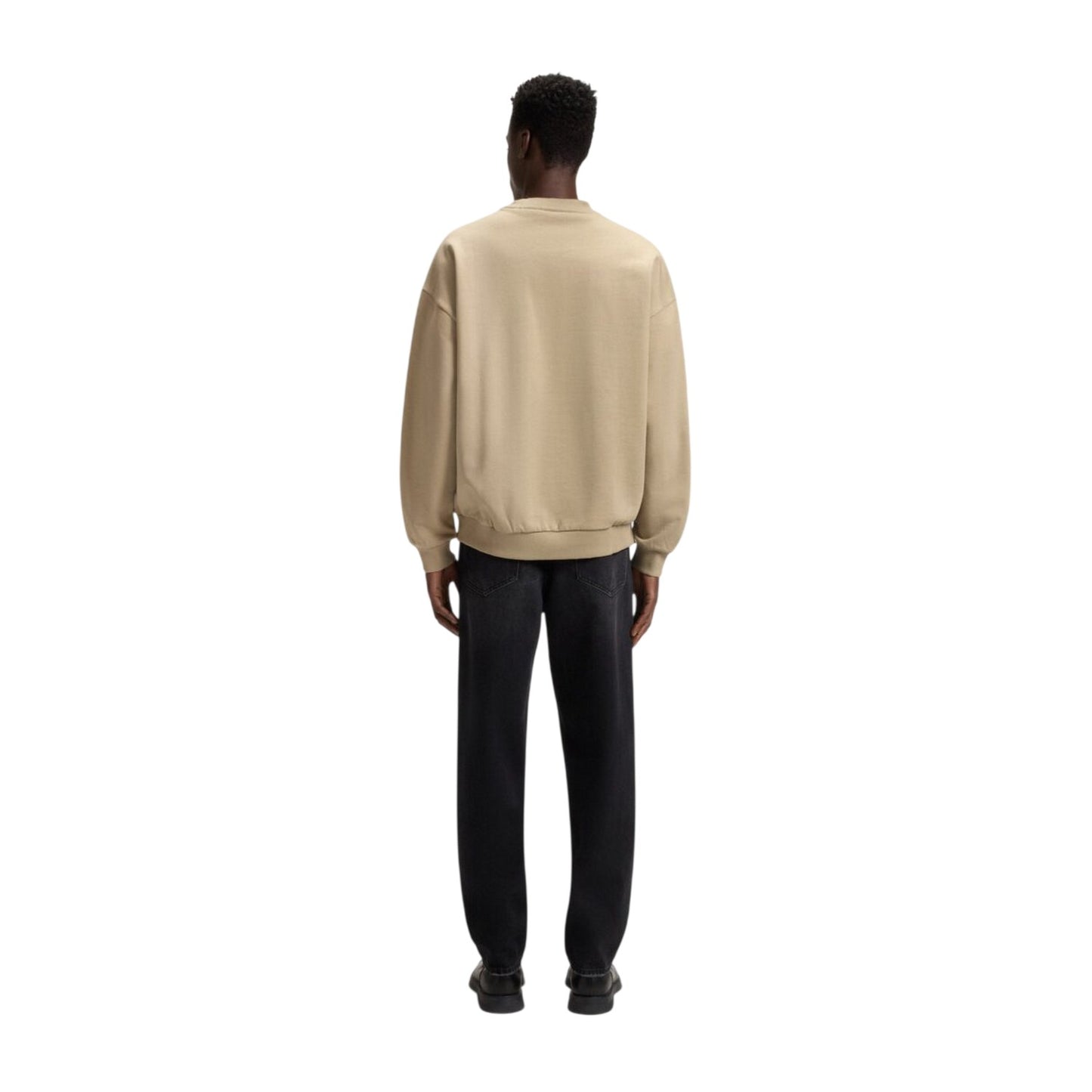 Medium Beige - Back - Hugo Mens Embossed Regular Sweatshirt