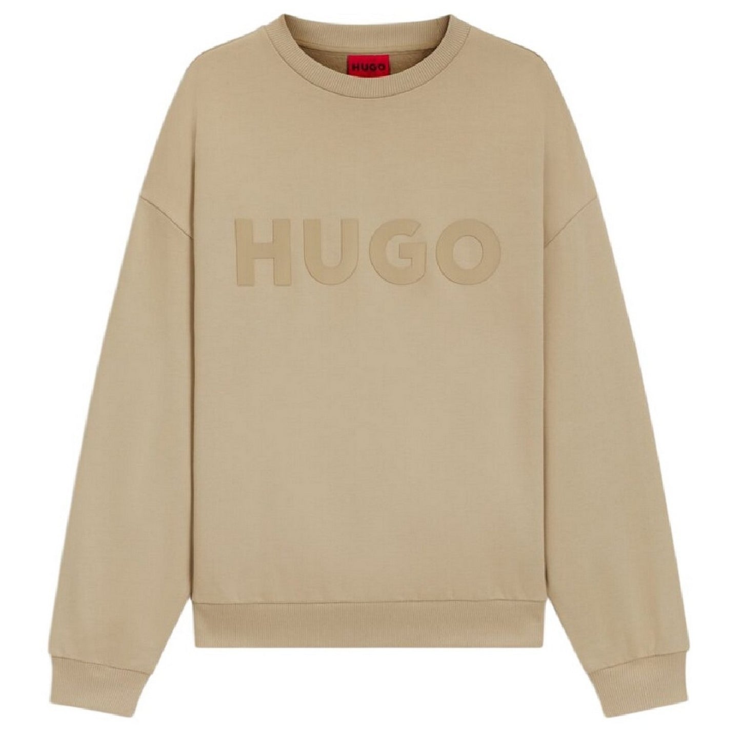 Medium Beige - Front - Hugo Mens Embossed Regular Sweatshirt