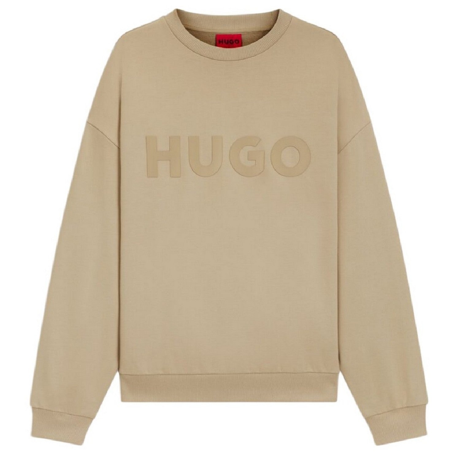 Medium Beige - Front - Hugo Mens Embossed Regular Sweatshirt