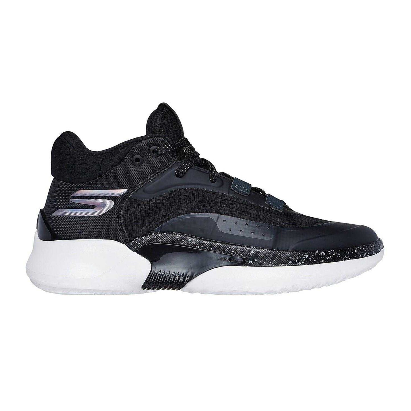 Black-White - Side - Skechers Childrens-Kids Resagrip Trainers
