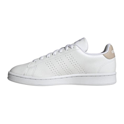 White - Side - Adidas Womens-Ladies Advantage Flat Trainers