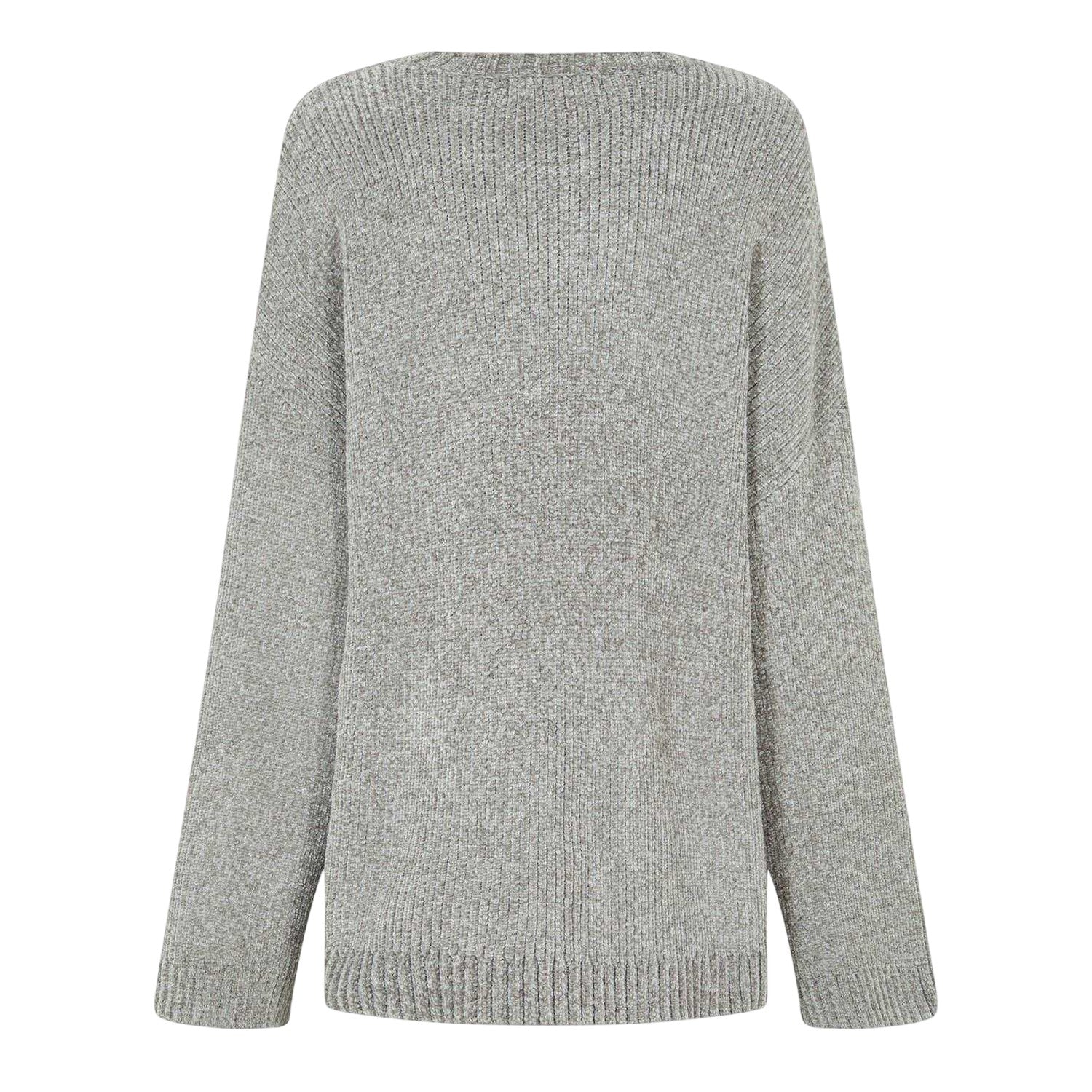 Washed Khaki - Back - Jack Wills Womens-Ladies Chenille Crew Neck Sweater Top