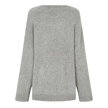 Washed Khaki - Back - Jack Wills Womens-Ladies Chenille Crew Neck Sweater Top