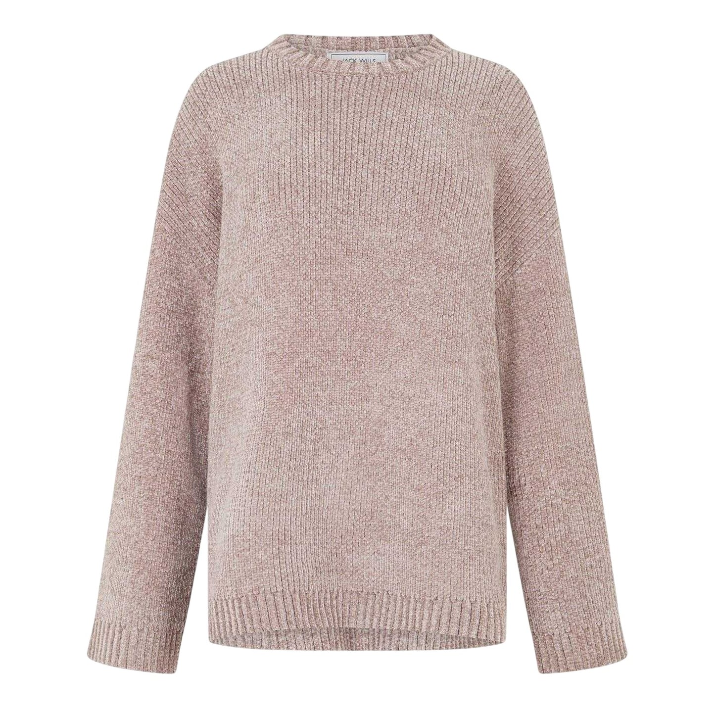 Taupe - Front - Jack Wills Womens-Ladies Chenille Crew Neck Sweater Top