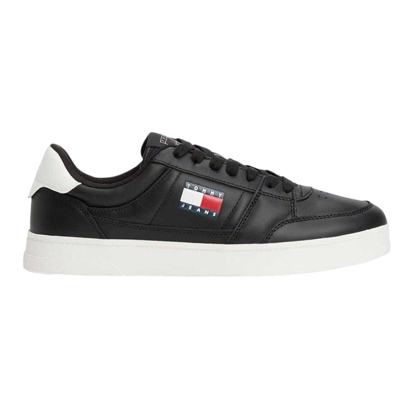 Black-White - Front - Tommy Jeans Mens The Greenwich Trainers