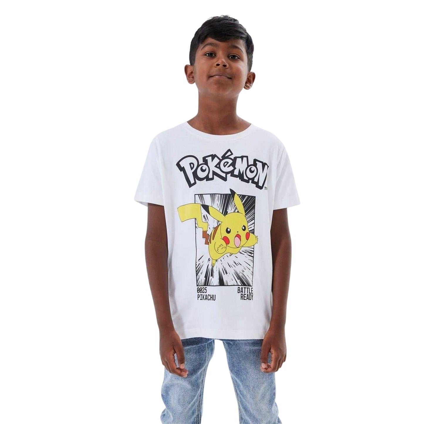 Bright White - Side - Name It Childrens-Kids Pikachu Pokemon T-Shirt