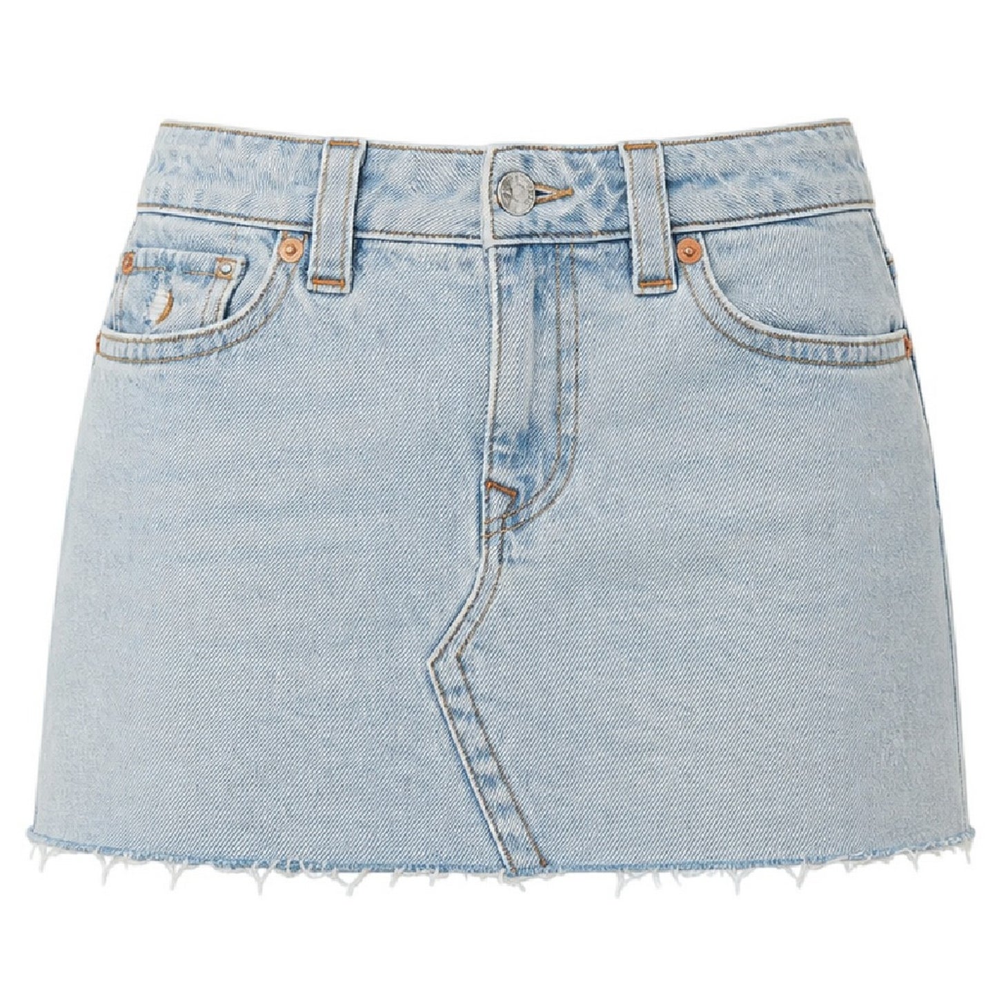 Luminous-Washed - Front - True Religion Womens-Ladies Sadie Plain Denim Mini Skirt