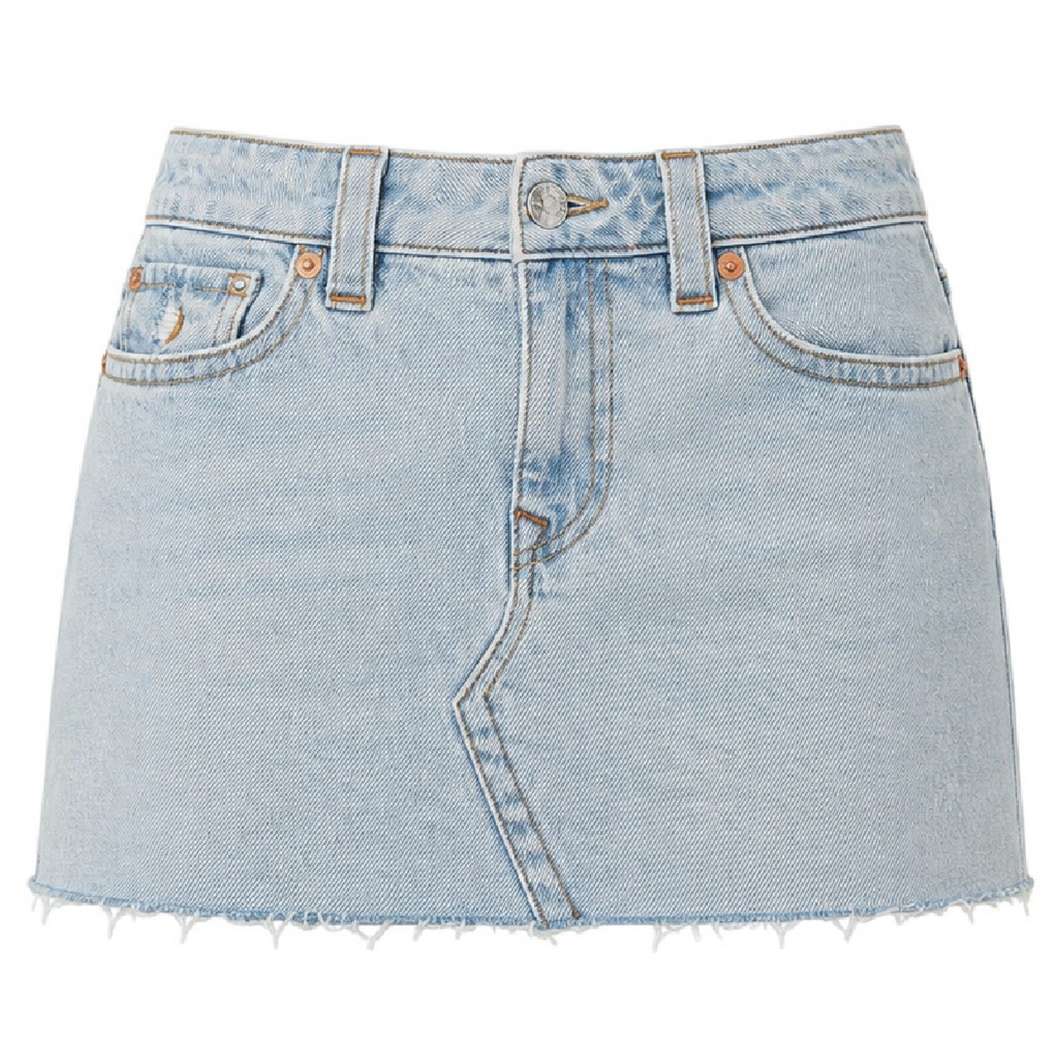 Luminous-Washed - Front - True Religion Womens-Ladies Sadie Plain Denim Mini Skirt