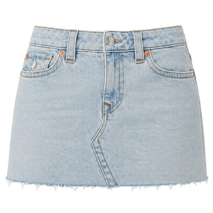 Luminous-Washed - Front - True Religion Womens-Ladies Sadie Plain Denim Mini Skirt