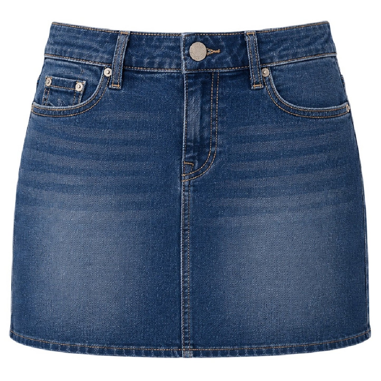 Dark Blue - Front - True Religion Womens-Ladies Sadie Plain Denim Mini Skirt