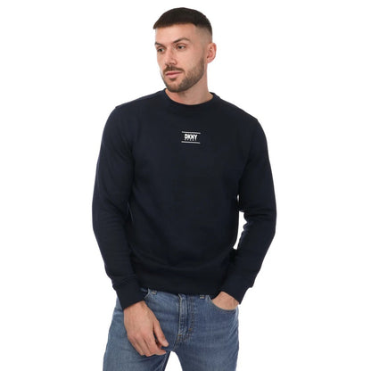 Navy - Front - DKNY Unisex Adult Logo Printed Crew Neck Sweatshirt