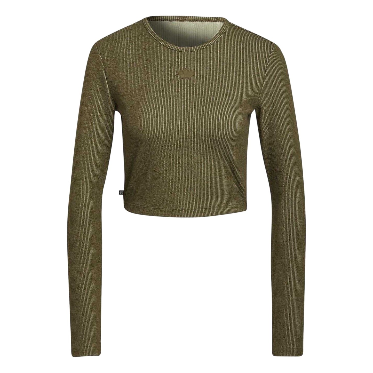 Green - Front - Adidas Womens-Ladies Cropped Slim Long-Sleeved Sweater Top