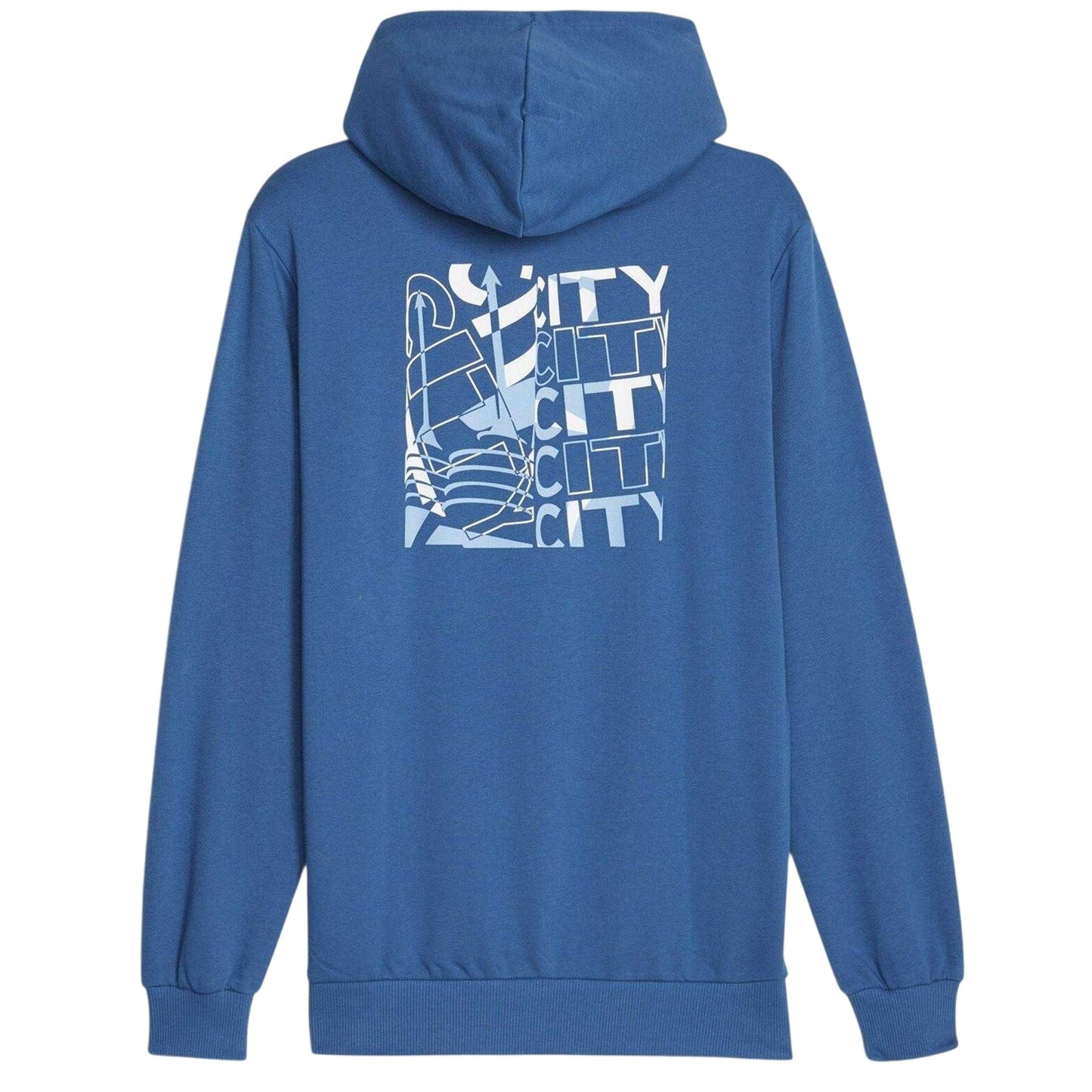 Lake Blue - Back - Puma Mens Manchester City FC Cotton Blend Hoodie