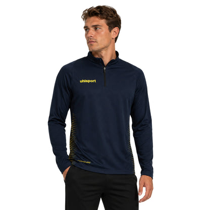 Navy-Yellow - Back - UHL Sport Mens Quarter Zip Regular Sweatshirt