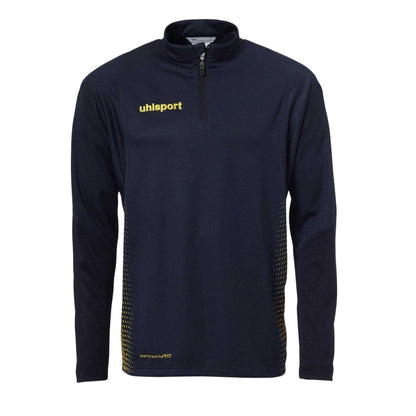 Navy-Yellow - Front - UHL Sport Mens Quarter Zip Regular Sweatshirt