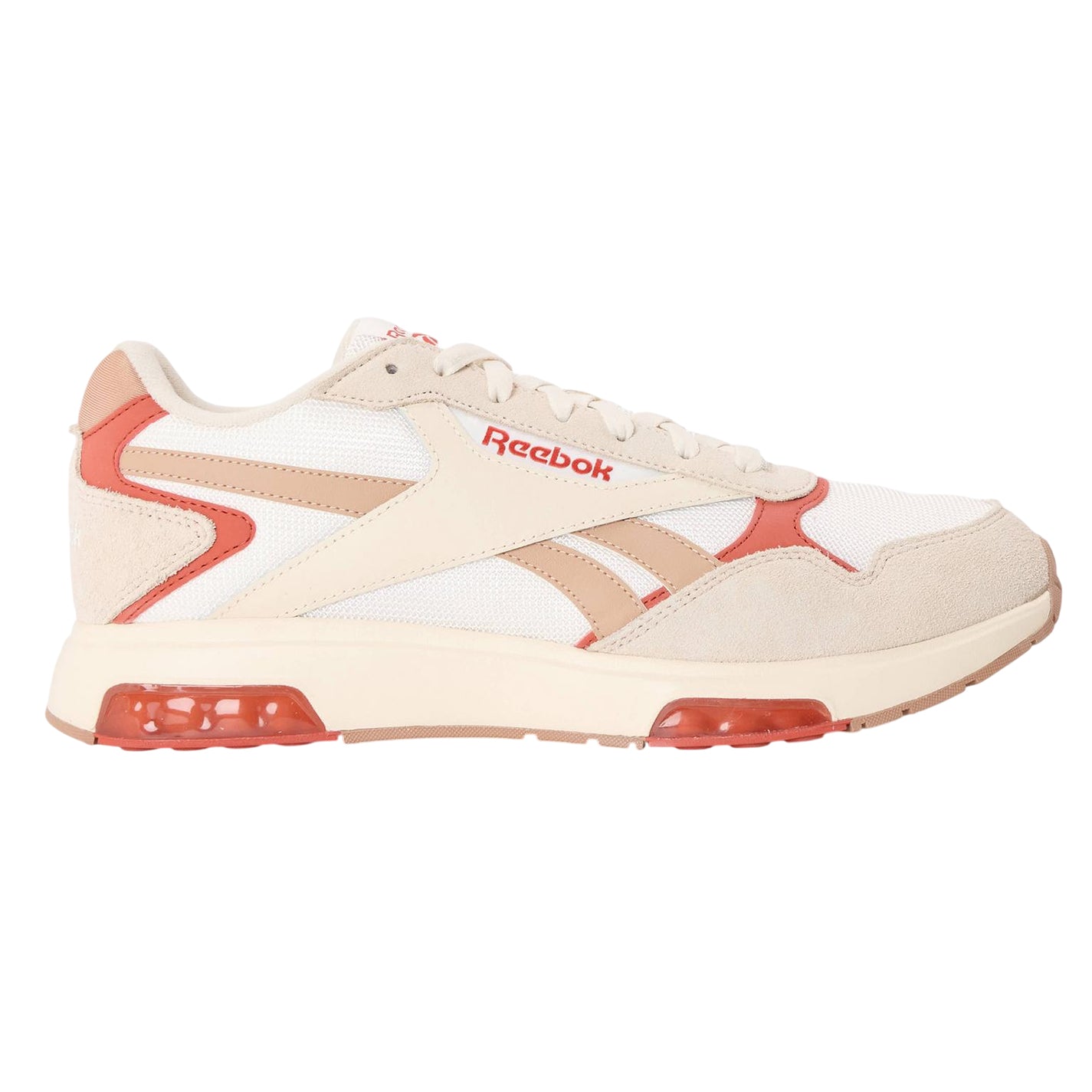 Chalk Grey-Red - Front - Reebok Mens Glide DMX Mesh Trainers