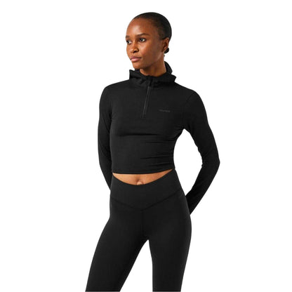 Black - Side - USA Pro Womens-Ladies Quarter Zip Hoodie