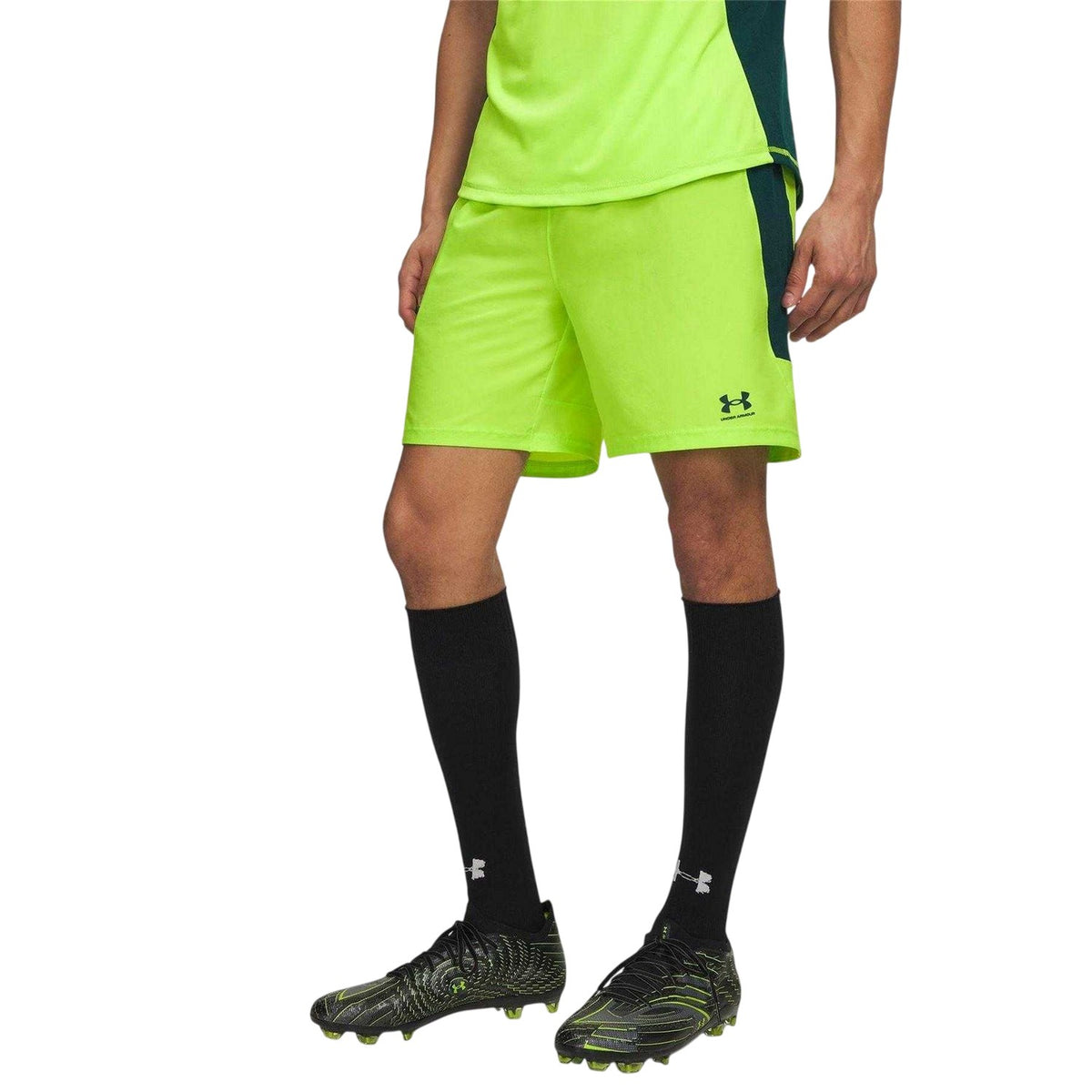 Green - Front - Under Armour Mens Challenger Pro 2 in 1 Shorts