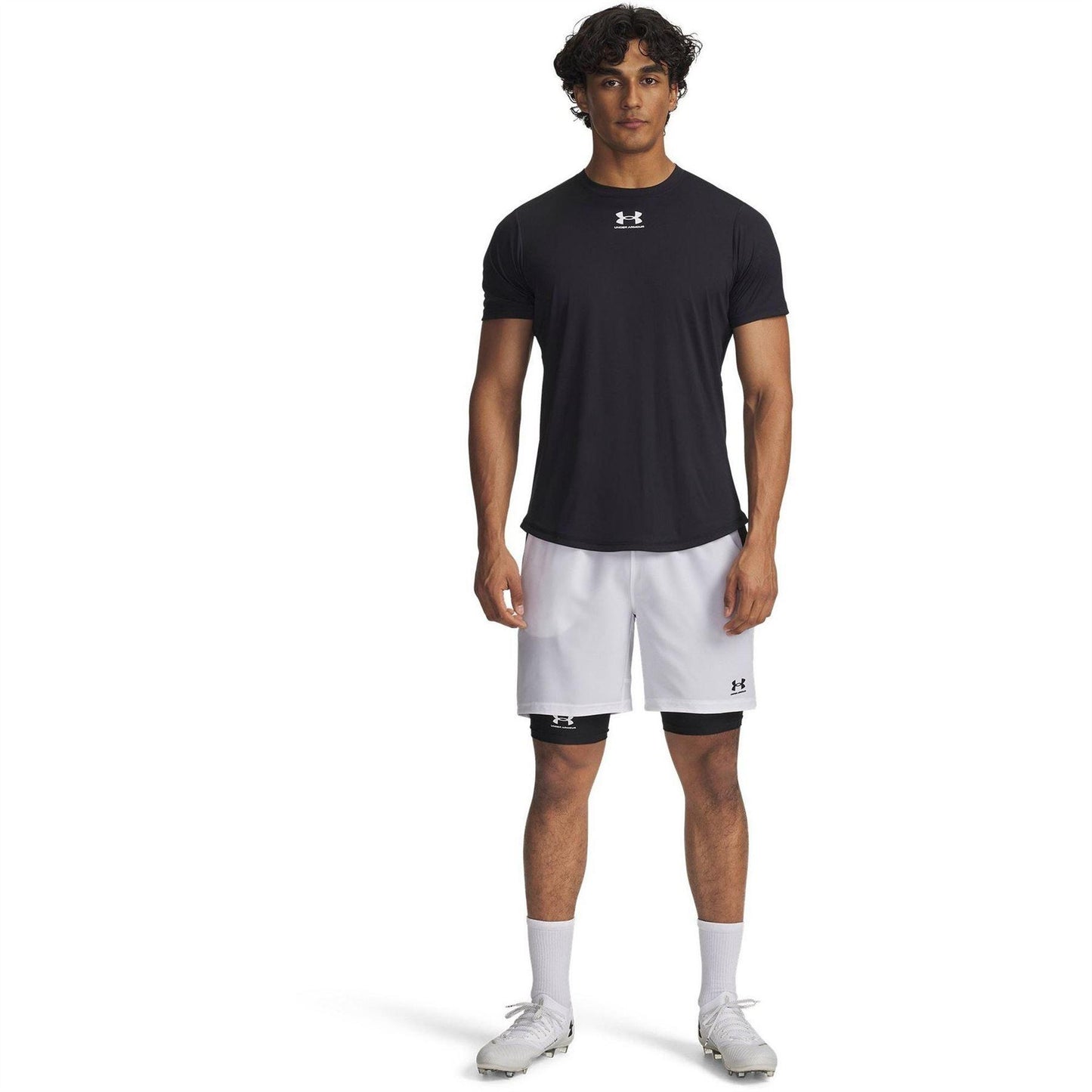 White - Side - Under Armour Mens Challenger Pro 2 in 1 Shorts