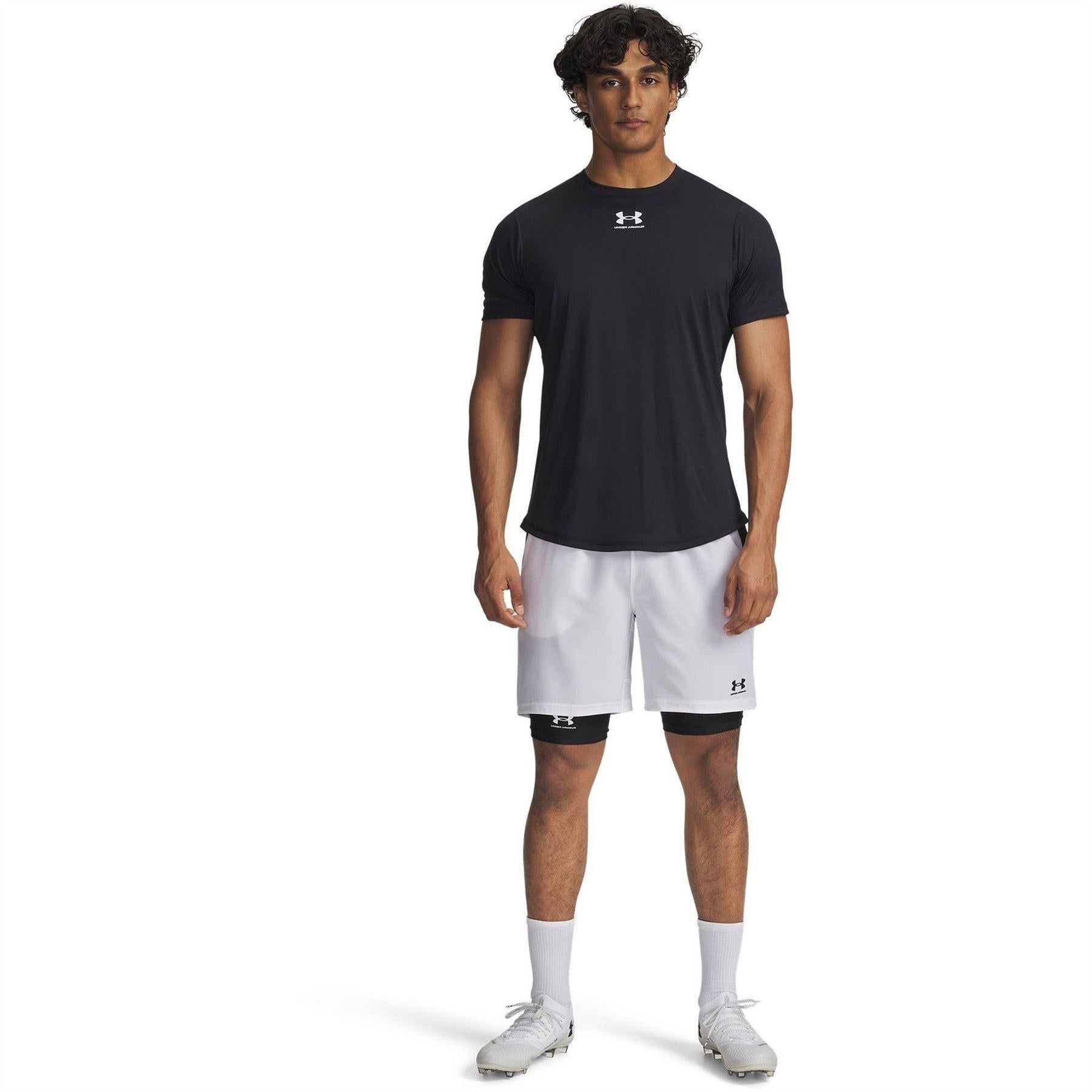 White - Side - Under Armour Mens Challenger Pro 2 in 1 Shorts