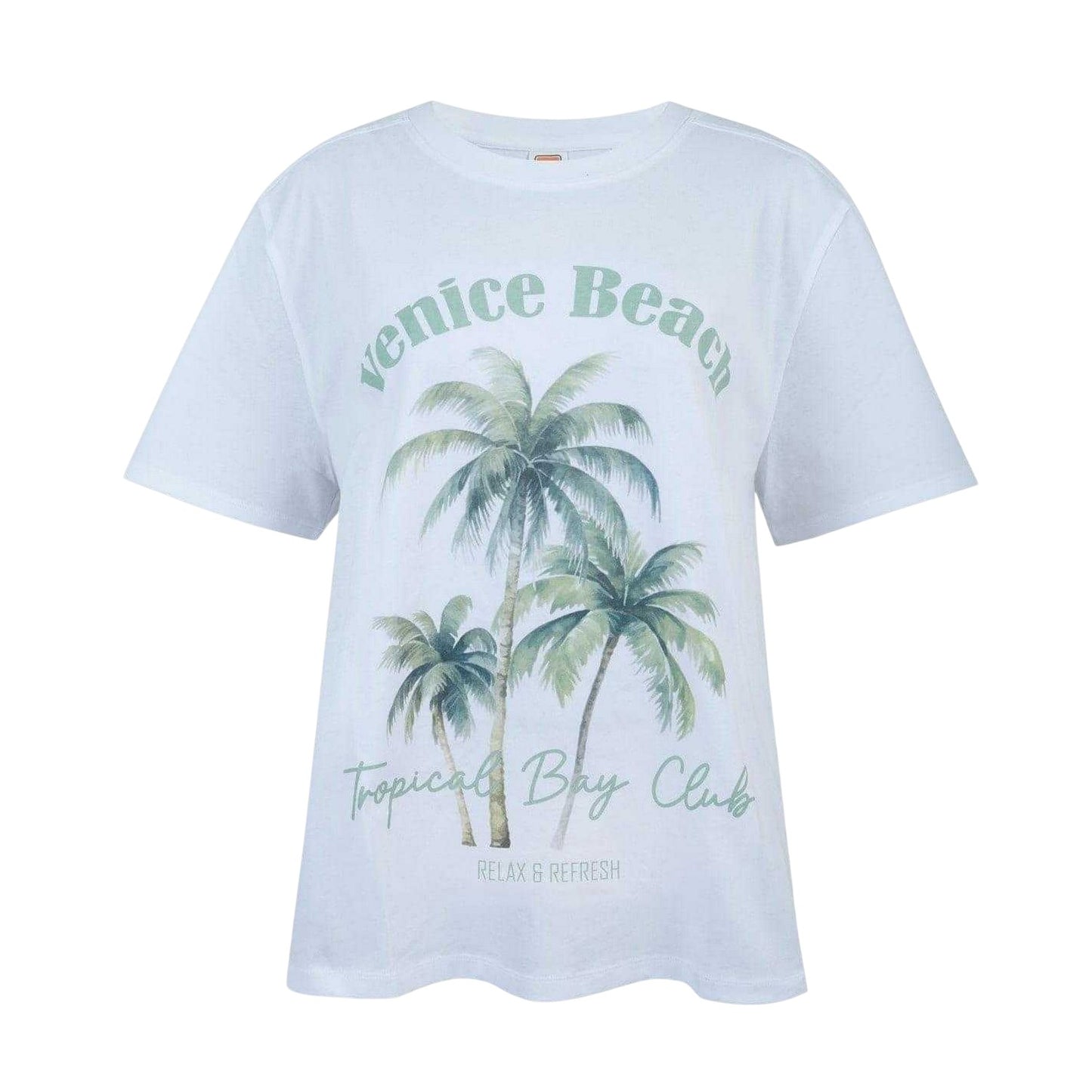 White-Green - Front - SoulCal Womens-Ladies Palm Tree Oversized T-Shirt