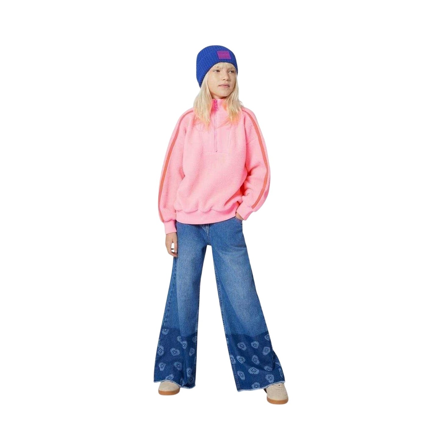 Pink - Side - Billieblush Girls Relaxed Fit Fake Raglan Sweatshirt