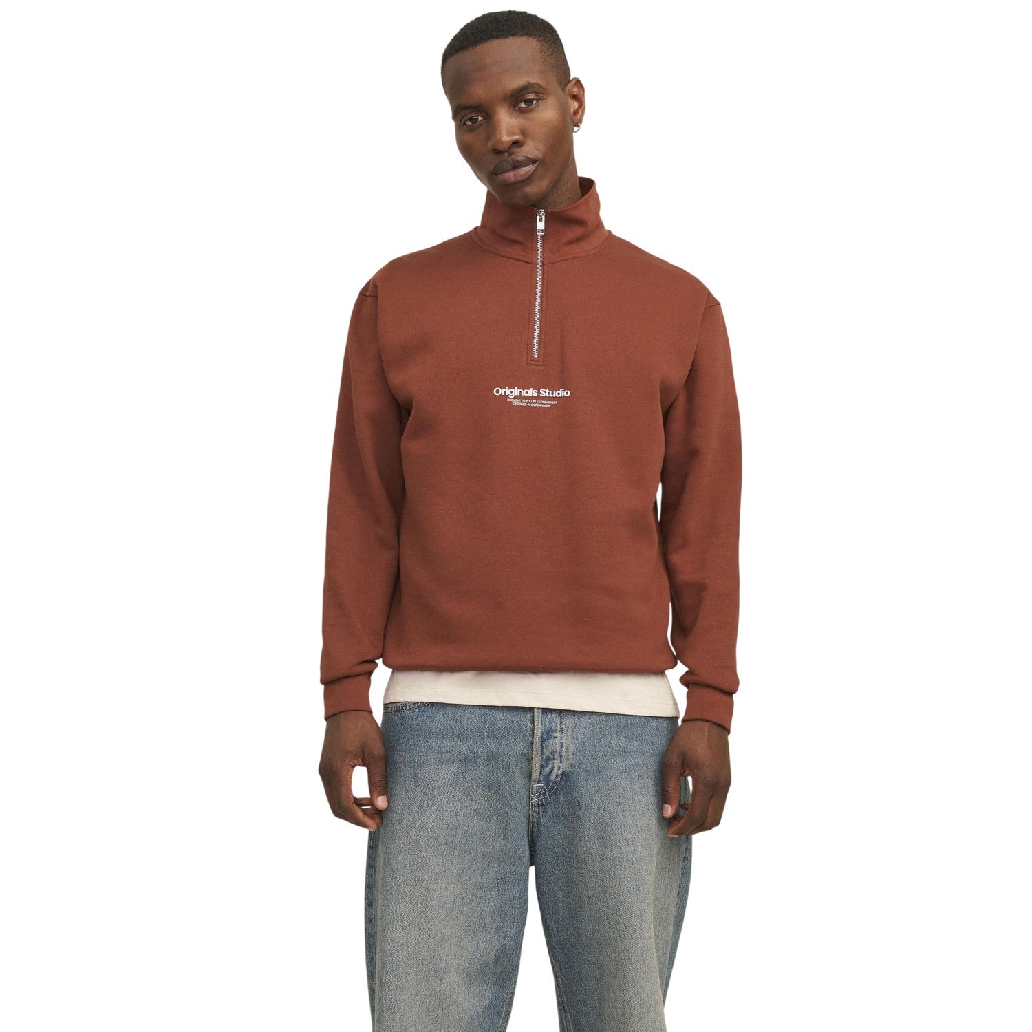Brandy - Side - Jack And Jones Mens Originals Studio Half Zip Sweatshirt