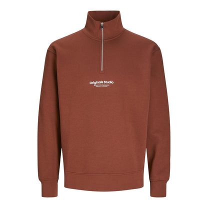 Brandy - Front - Jack And Jones Mens Originals Studio Half Zip Sweatshirt