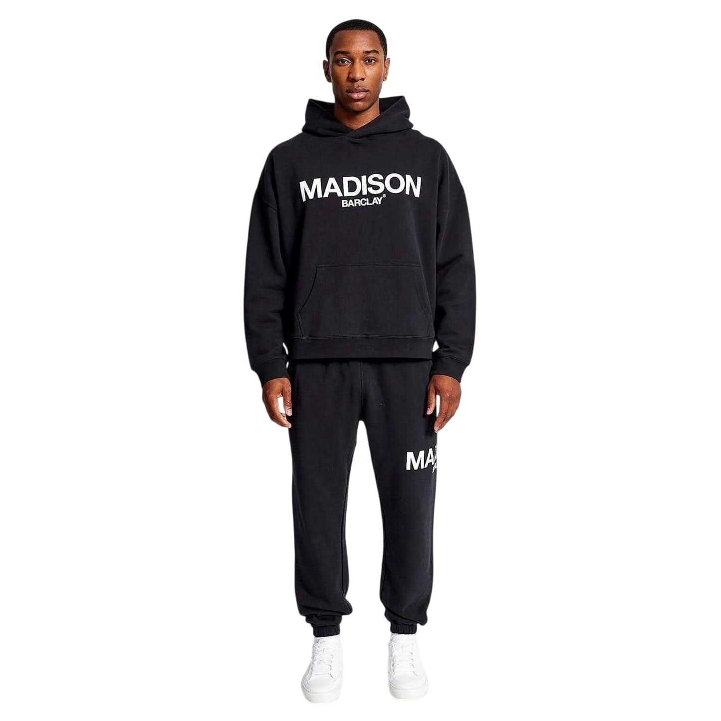 Black - Side - Madison Barclay Mens Oversized Hoodie