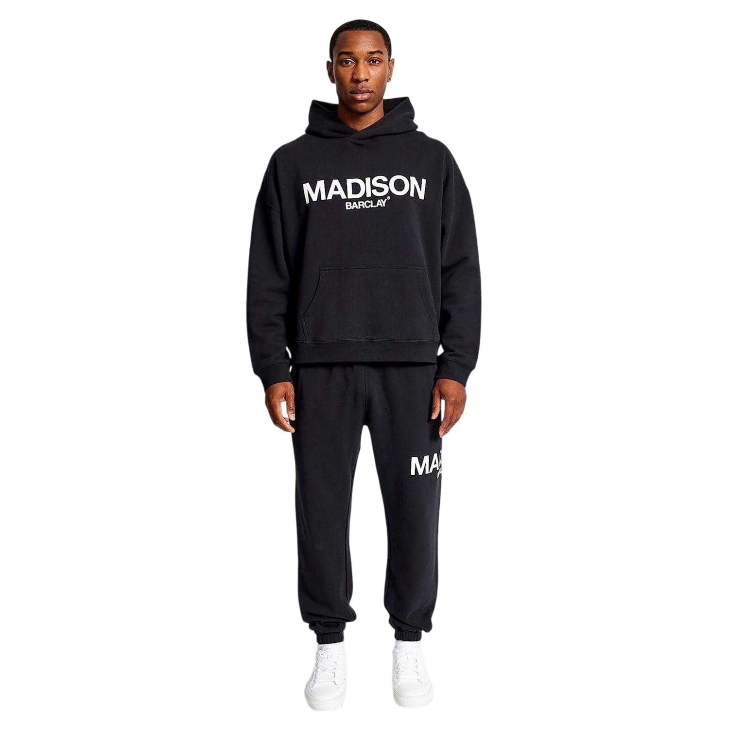 Black - Side - Madison Barclay Mens Oversized Hoodie