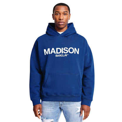 Indigo Blue - Front - Madison Barclay Mens Oversized Hoodie