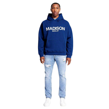 Indigo Blue - Side - Madison Barclay Mens Oversized Hoodie