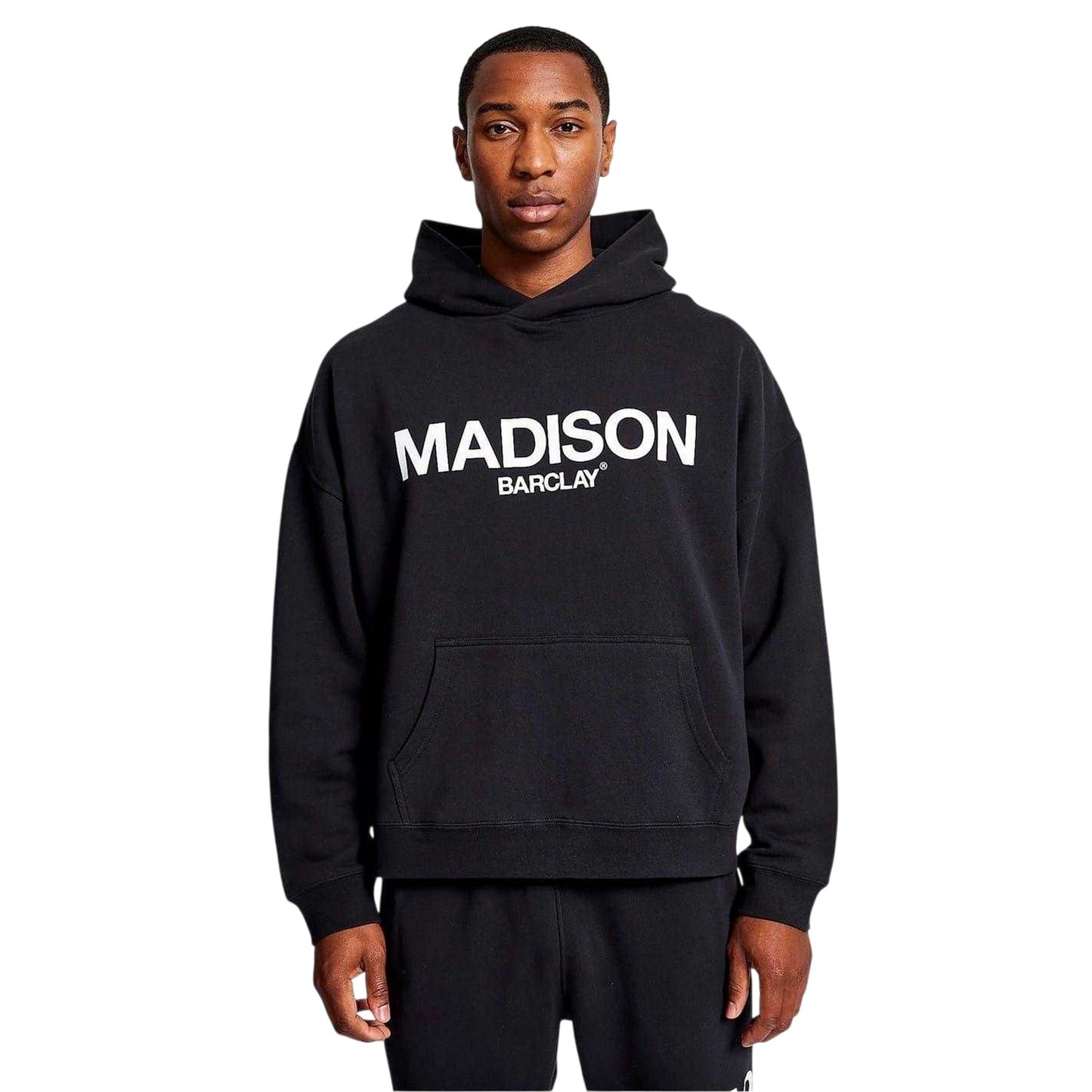 Black - Front - Madison Barclay Mens Oversized Hoodie