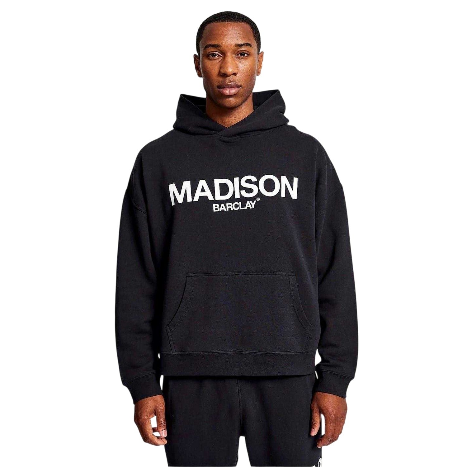 Black - Front - Madison Barclay Mens Oversized Hoodie