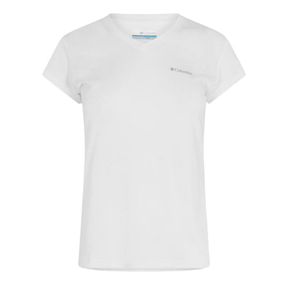 White - Front - Columbia Womens-Ladies Logo V Neck Regular T-Shirt