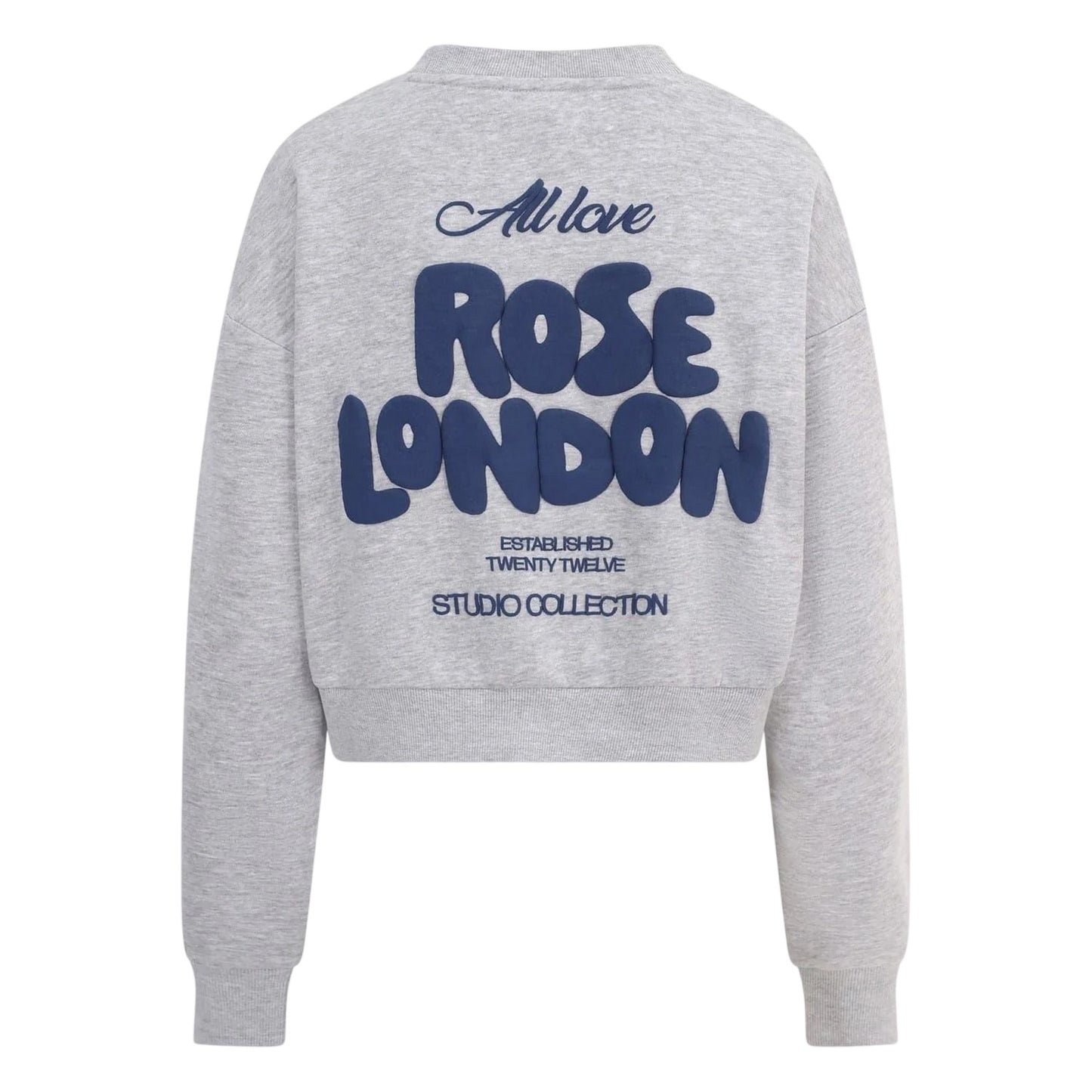 Grey Marl - Back - Rose London Womens-Ladies All Love Graphic Print Crop Sweatshirt