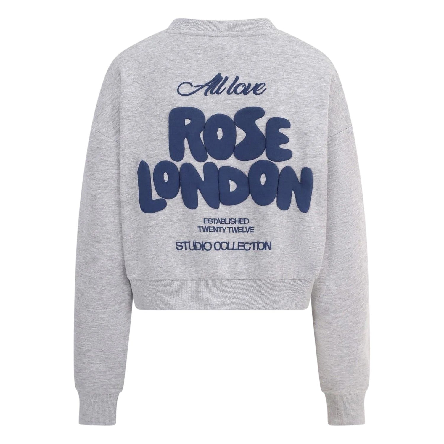 Grey Marl - Back - Rose London Womens-Ladies All Love Graphic Print Crop Sweatshirt