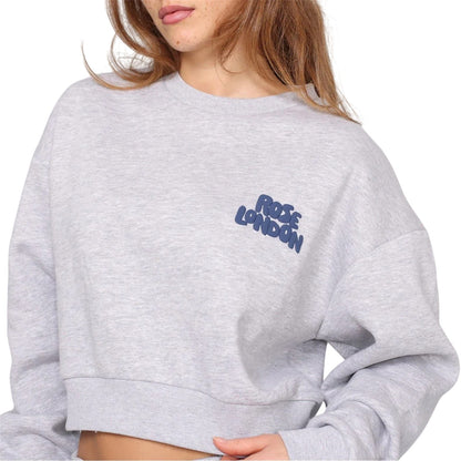 Grey Marl - Side - Rose London Womens-Ladies All Love Graphic Print Crop Sweatshirt