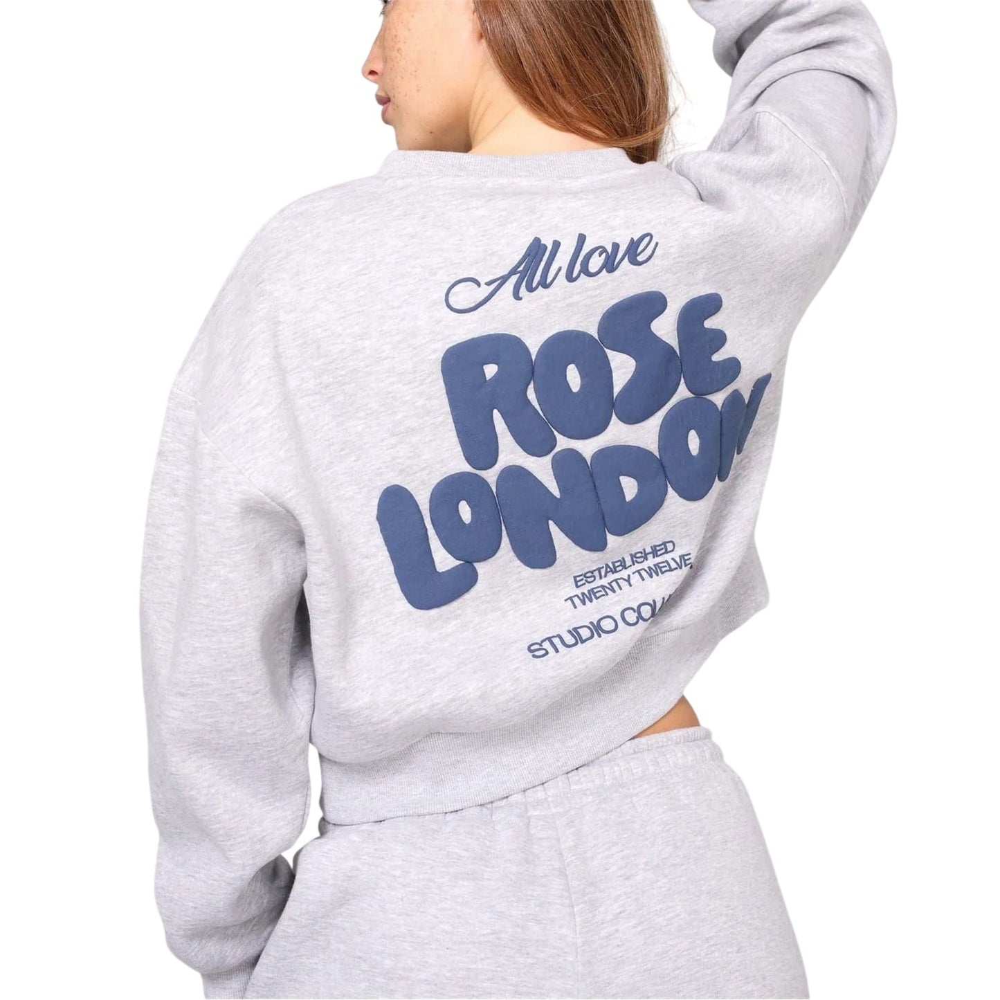 Grey Marl - Lifestyle - Rose London Womens-Ladies All Love Graphic Print Crop Sweatshirt