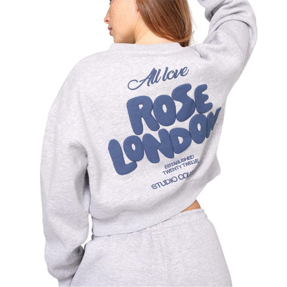 Grey Marl - Lifestyle - Rose London Womens-Ladies All Love Graphic Print Crop Sweatshirt
