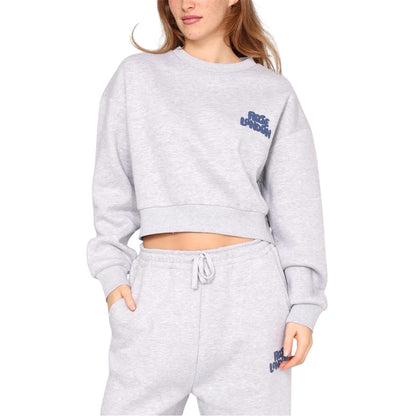 Grey Marl - Pack Shot - Rose London Womens-Ladies All Love Graphic Print Crop Sweatshirt