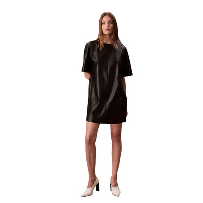Black - Close up - Calvin Klein Womens-Ladies Short-Sleeved T-Shirt Dress
