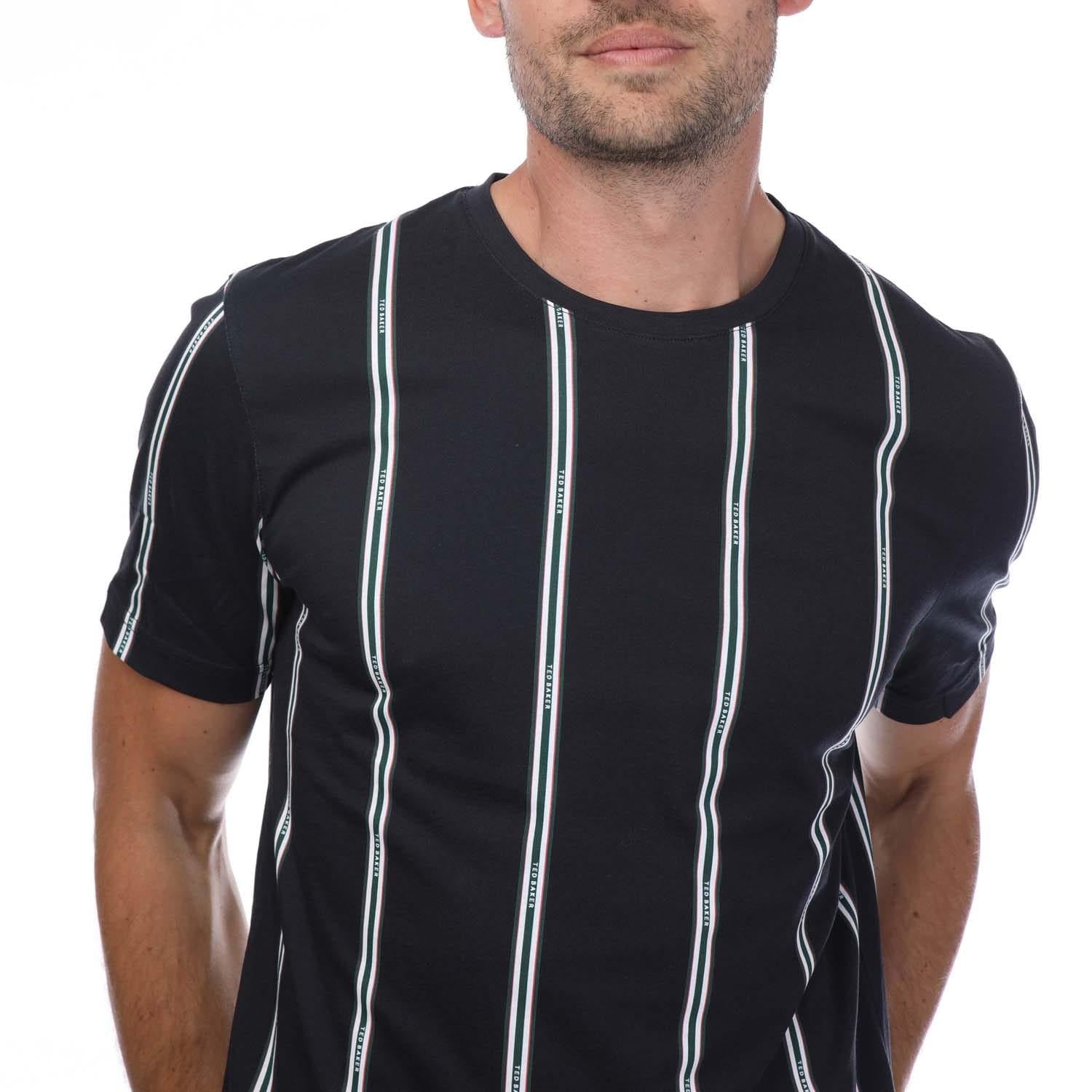 Navy - Side - Ted Baker Unisex Adult Amson Striped Short-Sleeved T-Shirt