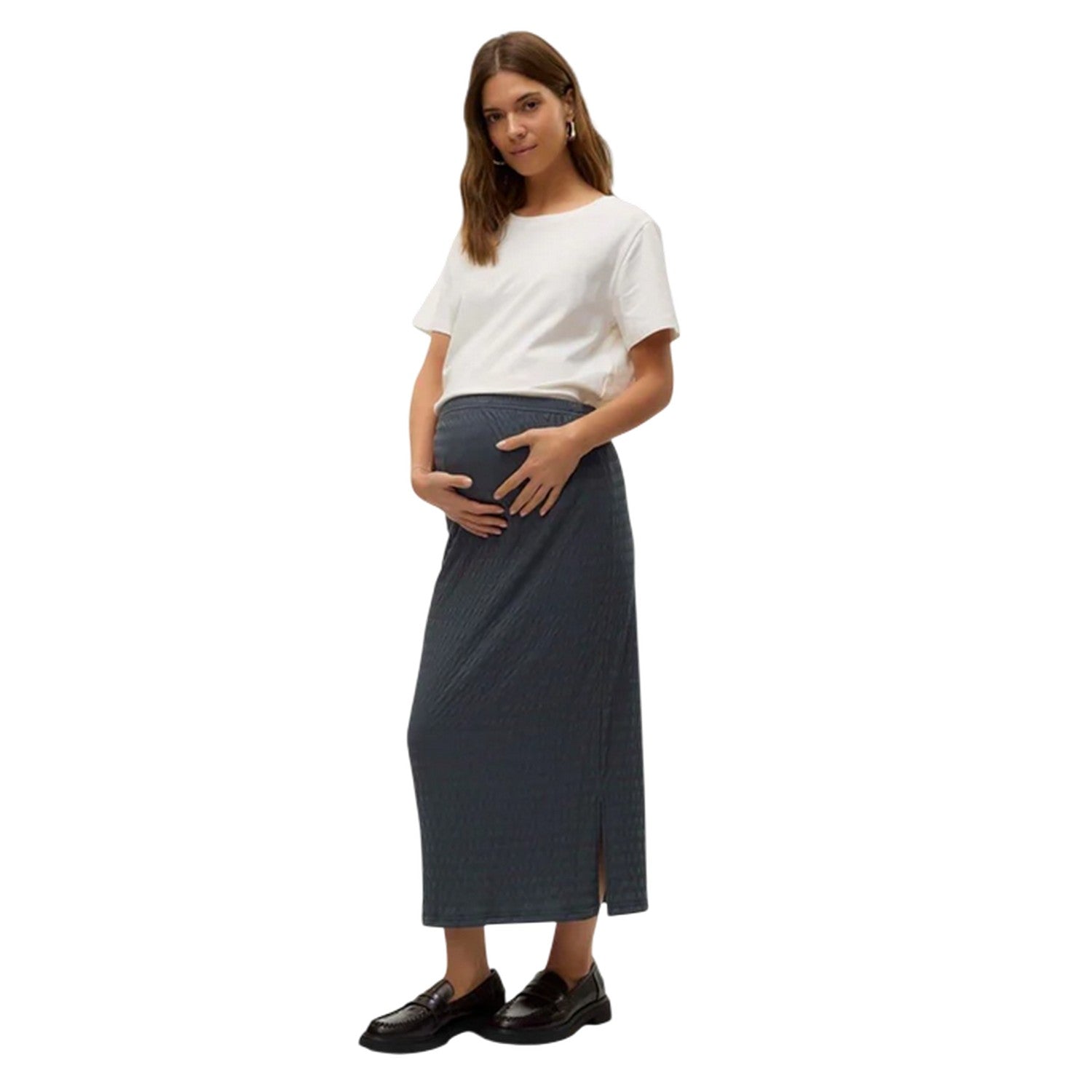 Stormy Weather - Close up - Mamalicious Womens-Ladies Textured Knit Maternity Tube Skirt