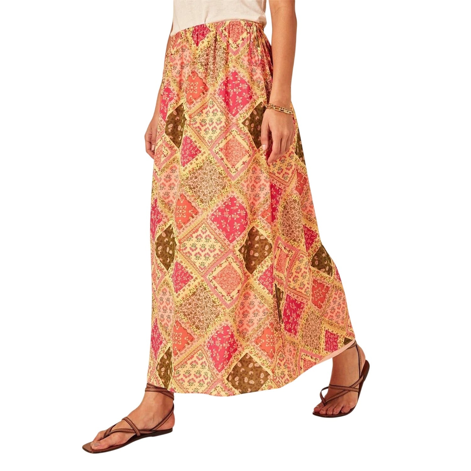 Multicoloured - Front - Nobody´s Child Womens-Ladies Patchwork A-line Maxi Skirt