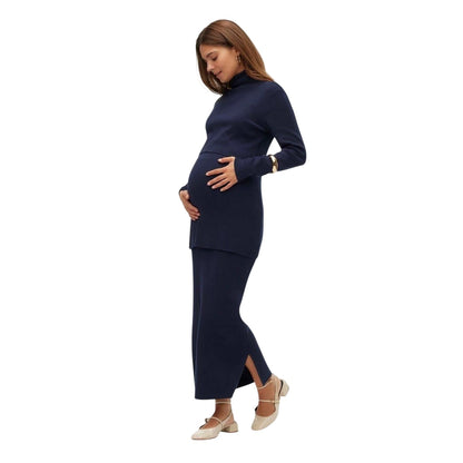 Navy Blazer - Pack Shot - Mamalicious Womens-Ladies Ribbed Tube Skirt