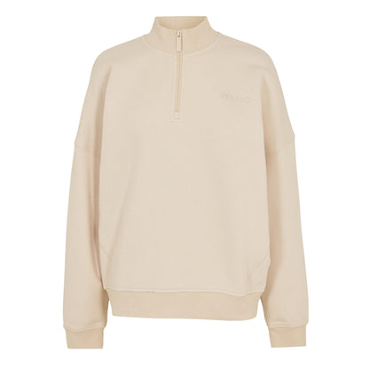 Cream - Front - USA Pro Womens-Ladies Quarter Zip Sweatshirt