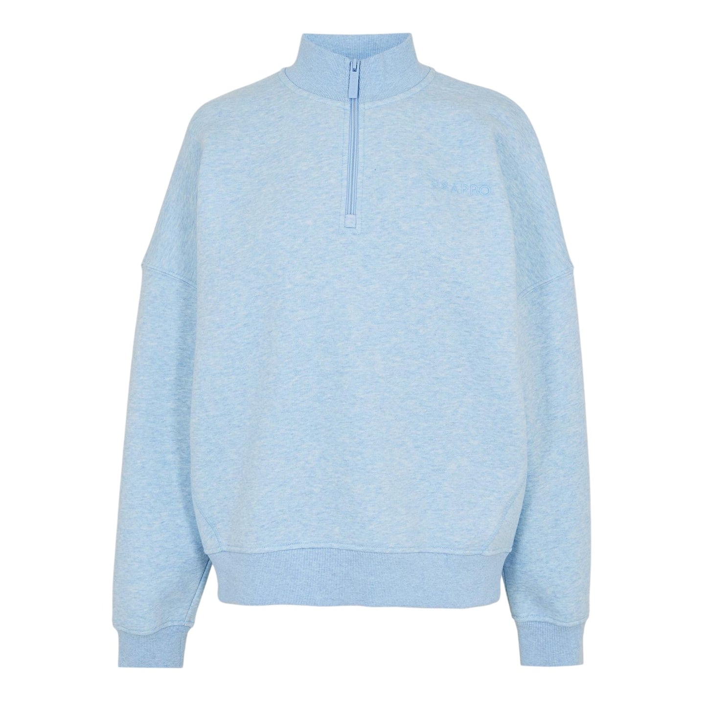 Blue Marl - Front - USA Pro Womens-Ladies Quarter Zip Sweatshirt